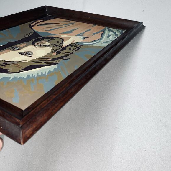 Vtg Jesus Paint By Number Art Completed Real Wood Frame PBN Painting 1958 Good - Picture 7 of 9